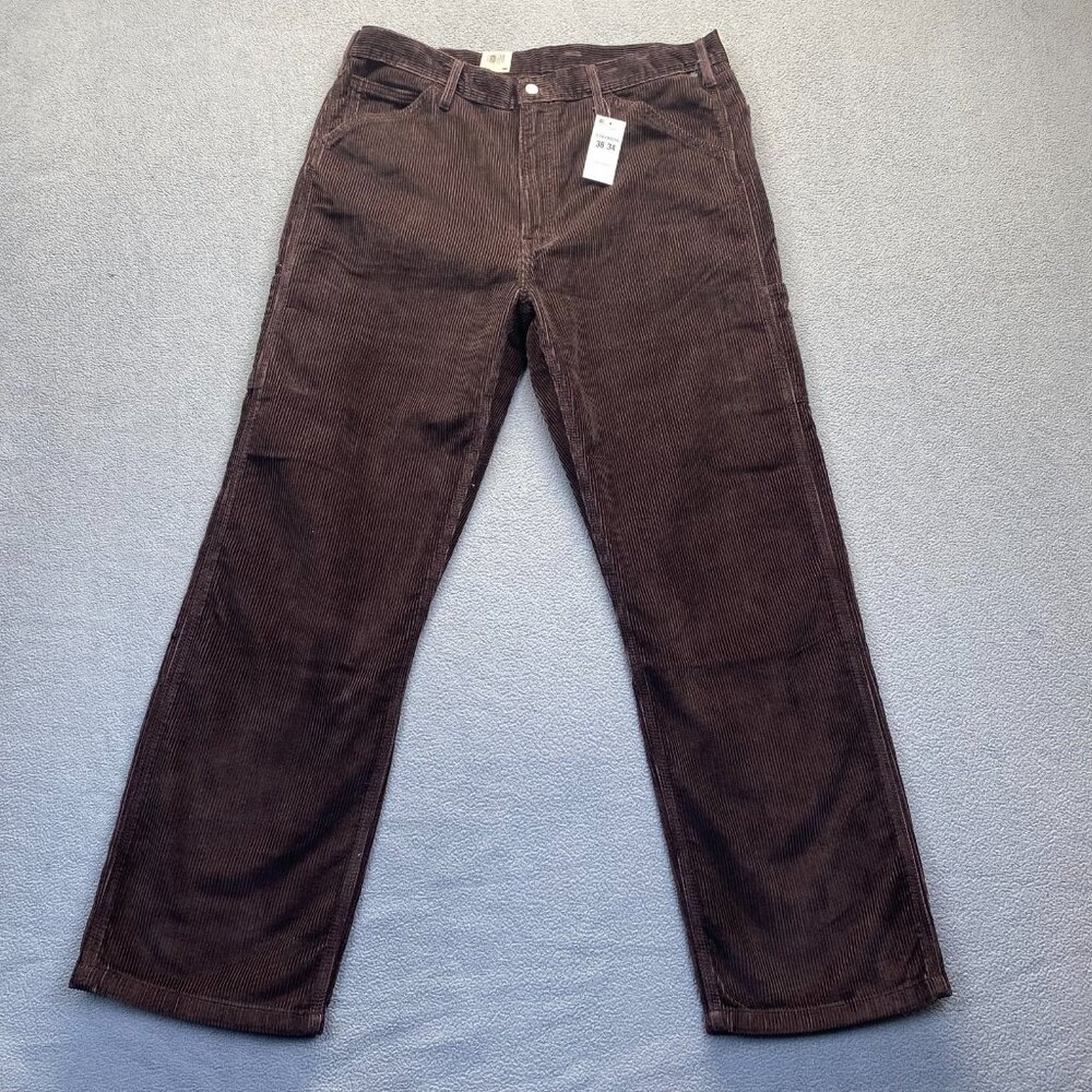 Levis 568 Loose Straight Carpenter Pants Brown Corduroy Workwear Size 38x34